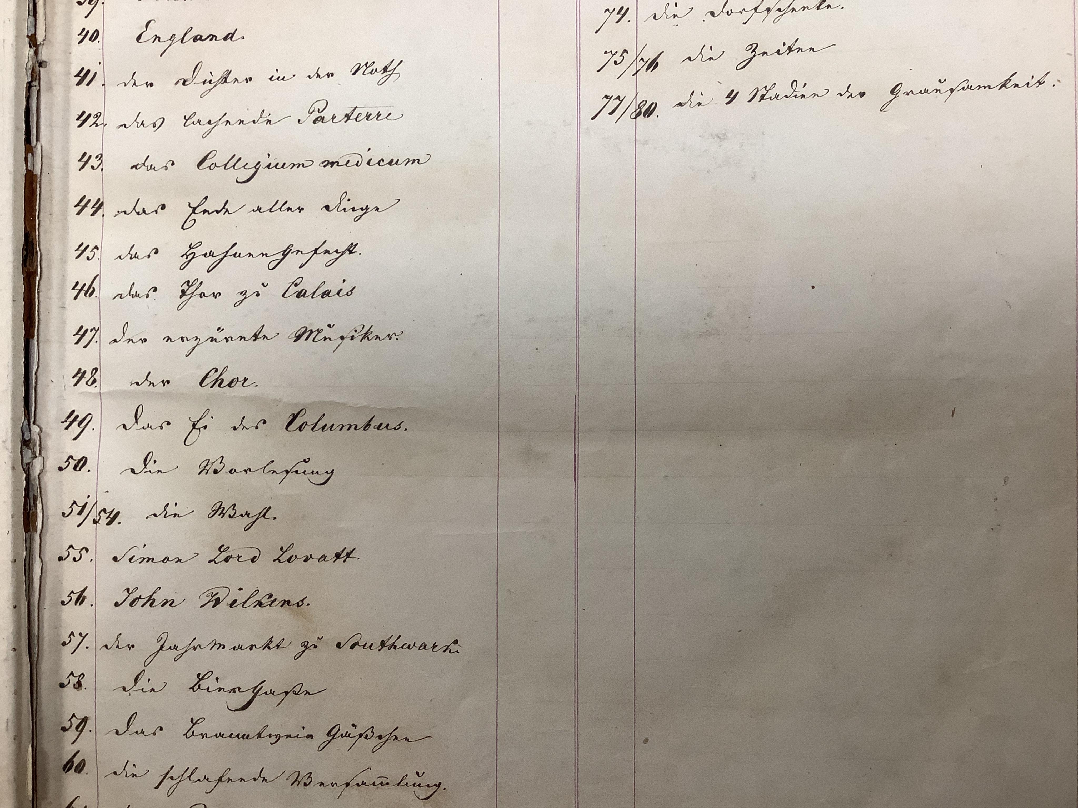 An album of 18th century and later etchings after William Hogarth (1697-1764), to include 'The Reward of Cruelty', 'Strolling Actresses Dressing in a Barn' and 'The Company of Undertakers', with handwritten ink itinerary